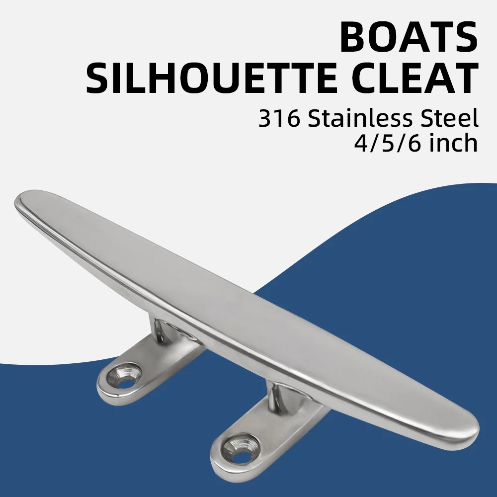 Andymarine Mooring Cleats for Boats 316 Stainless Steel Marine Dock Deck Flat Top Base Cleat Mirror Polished Boat Accessories