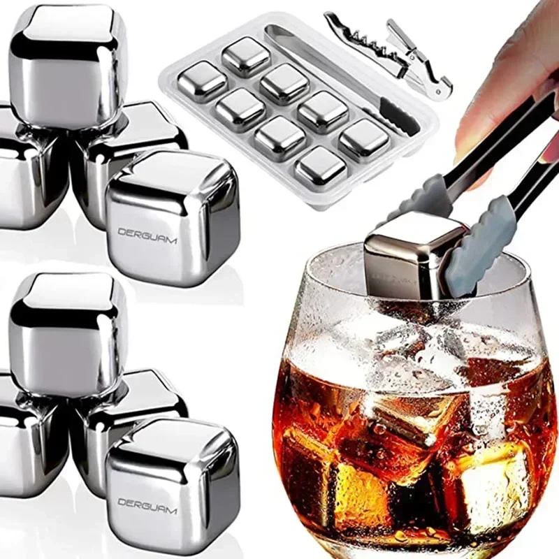 Beverage Cooler Wine Beer Quick Frozen Ice Stone Stainless Steel Drink Ice Cube Chilling Rock for Whiskey