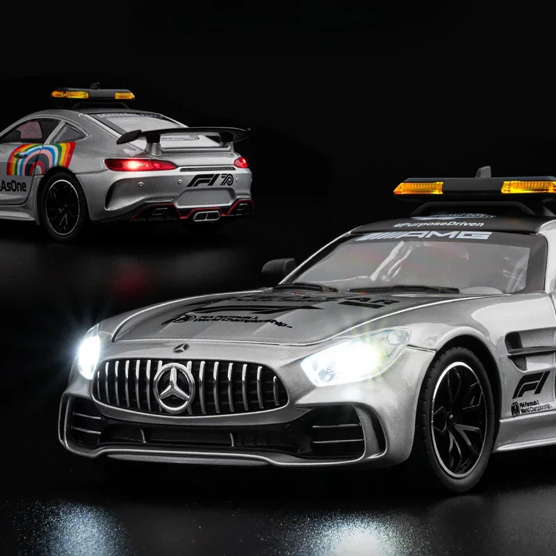 

1:24 Mercedes-Benz AMG GT F1 безопасный автомобиль, модель автомобиля из сплава со звуком и оформлением