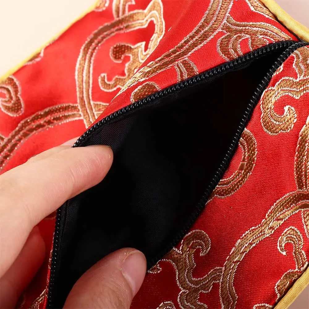 

Flower Pattern Small Pouch Blessing Bag Silk Jewelry Organizer Chinese Style Coin Purse Jewelry Storage Bag Brocade Pouch