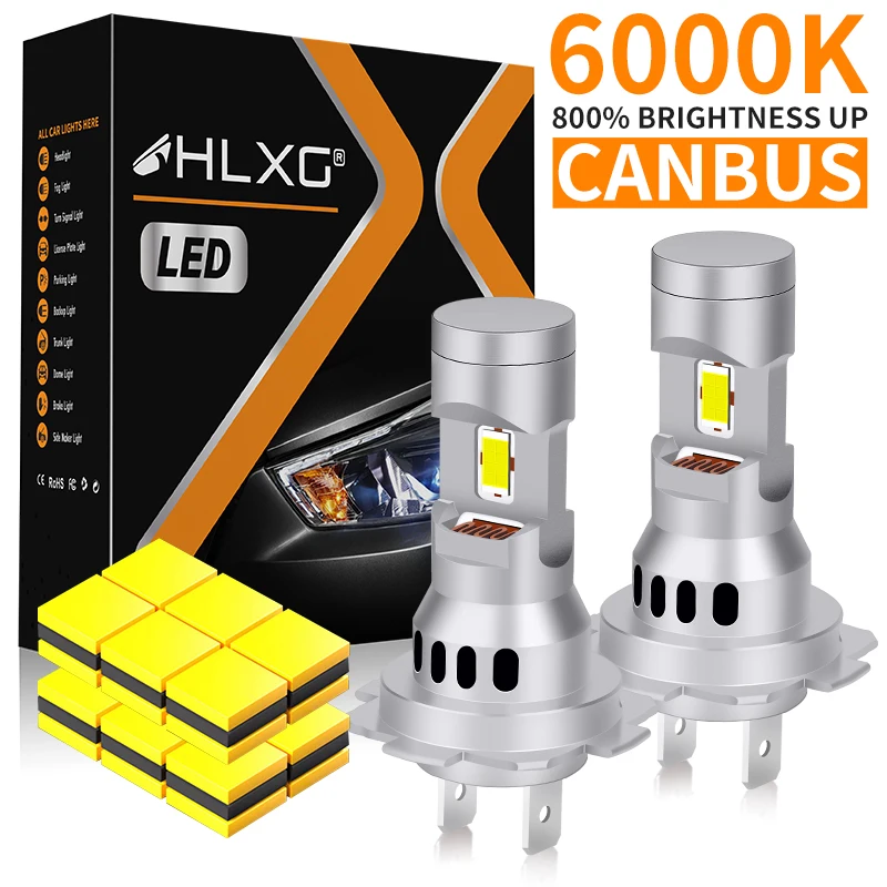 

HLXG H7 Светодиодные лампы для фар Canbus дальнего ближнего света Автомобильный супер легкий турбо светодиодный диодный светильник Авто 12 В 6000 К лампа 3580 CSP Чип 6000K