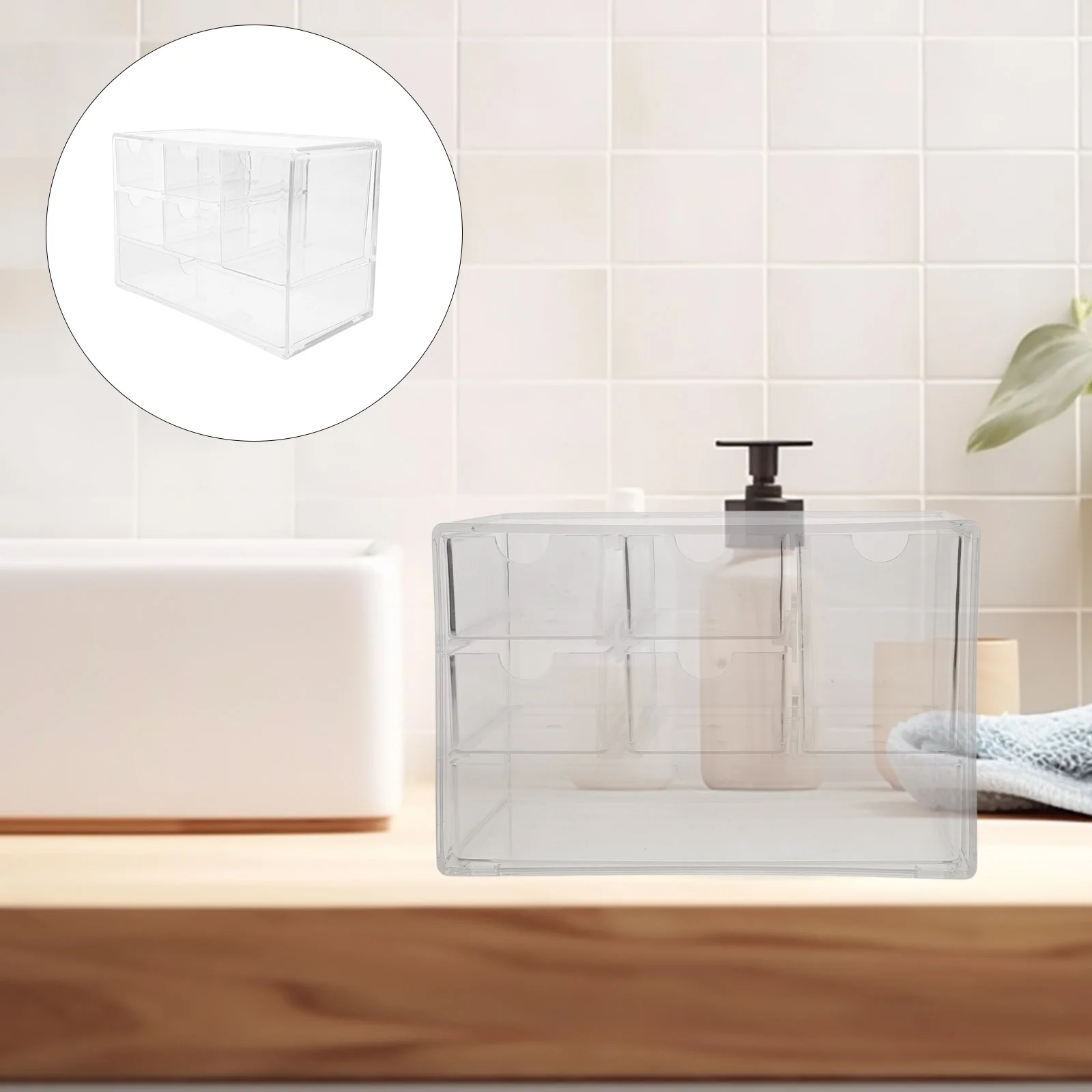 Transparent Storage Box Makeup Drawers Desktop Organization for Organizer with