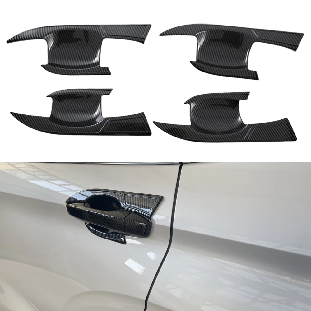 Exterior Door Handle Bowl Cover Cup Cavity Trim For Mitsubishi Outlander 2022-2023 Carbon Fiber Garnish Insert Catch Molding