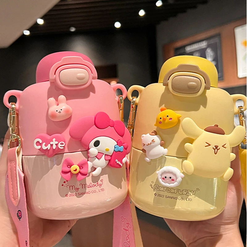 430ML Sanrio Cinnamoroll Water Cup Cute Kuromi Thermos Cups Anime Cartoon My melody Juice Cup Insulated Water Bottle Kids Gifts