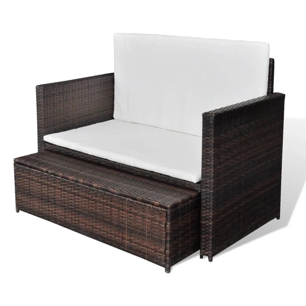 Terrasse Garten Tag Bett Sofa Möbel Sitz Poly Rattan Braun