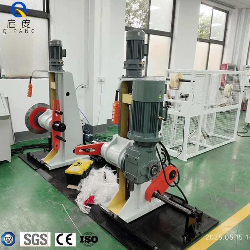 QP2000mm End Shaft Take-up Machines 1250-2000mm Reel Pipe Cable Winding Machines Slide Traverse Cable Capacity Load2,000 Kgs.