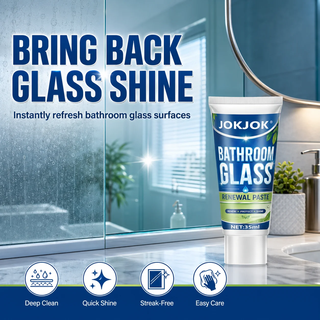 Bathroom Glass Oil Film Water Stains Removal Paste Polishing Water Repellent For Kitchen Glass Anti-rain Car Mirror Cleaning Kit view 2