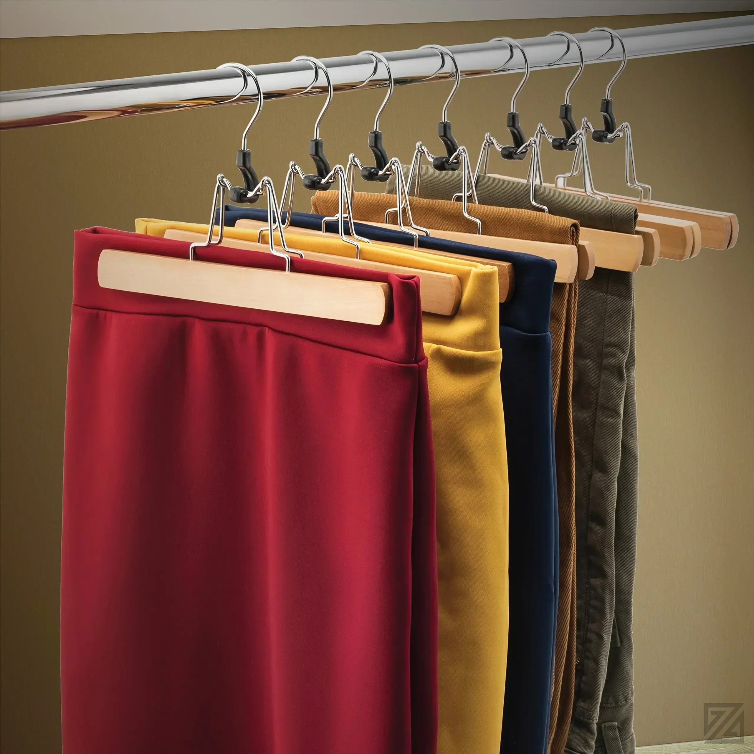 1/2/4pcs 360° Swivel Hook, Trouser Hanger,Wrinkle Free Clamp Closet Organizer,for Skirts Wooden Skirt Pants Clothes Hangers with