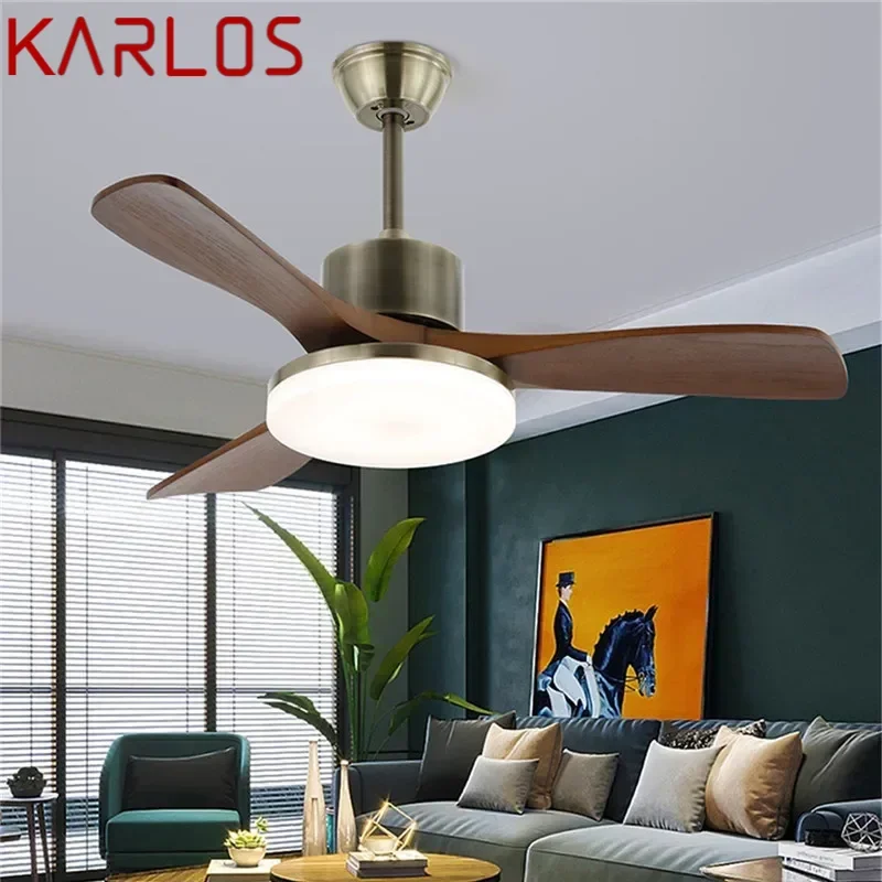 KARLOS Modern Fan Light Luxury Living Room Restaurant Bedroom Study LED Ceiling Fan Light Remote Electric Fan Light