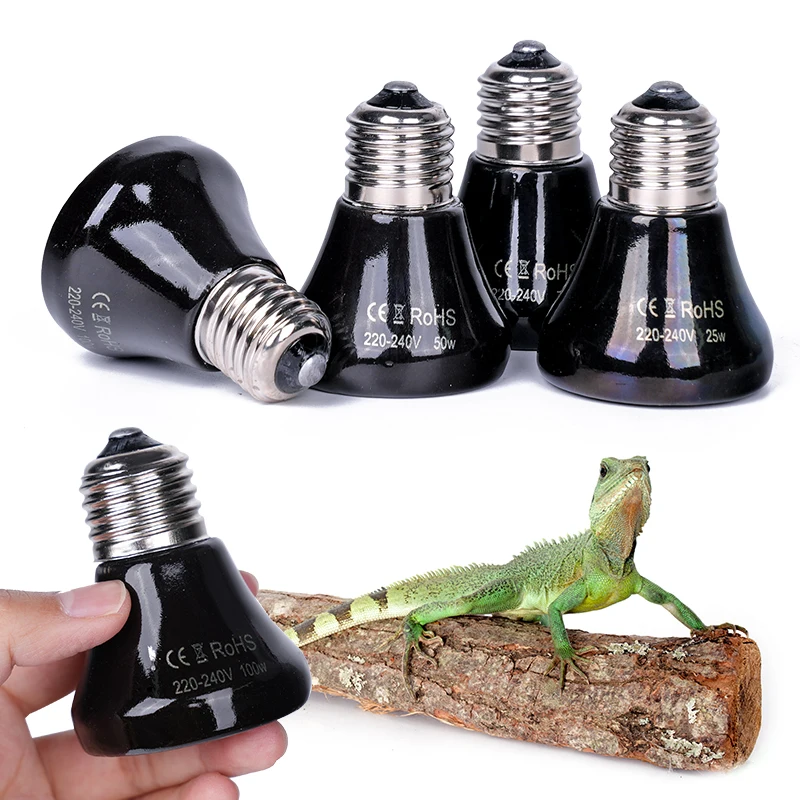 Pet Heating Lamp 220V Ceramic Heating Lamp Reptile Pet Bearded Dragon Crested Gecko 25W 50W 75W 100W Warm Tool Cold Protection
