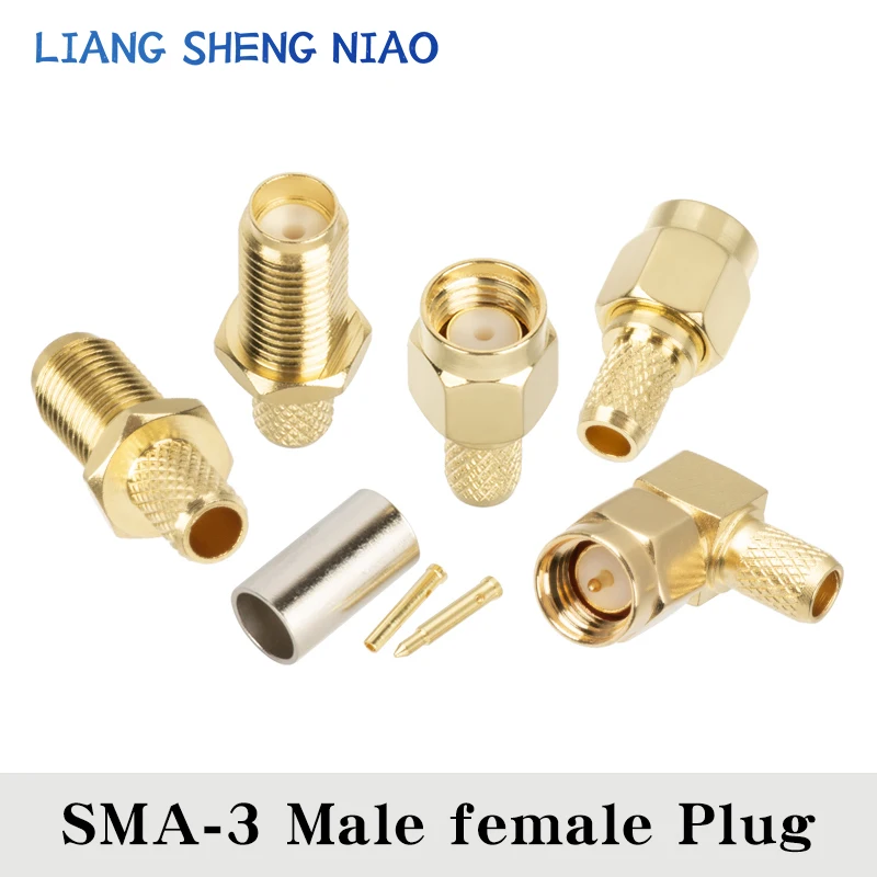 10pcs 50-3 series joint SMA-J-3 Male Female plug SMA Rf line joint N feeder joint SMA RG58 Coaxial cable plug SMA JOINT F plug