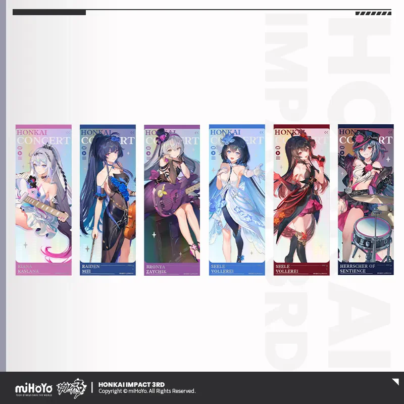 

Game Honkai Impact 3 Forest Capriccio Concert Theme Laser Ticket Collectible Ticket Set Kiana Raiden Mei Bronya Zaychik Cosplay