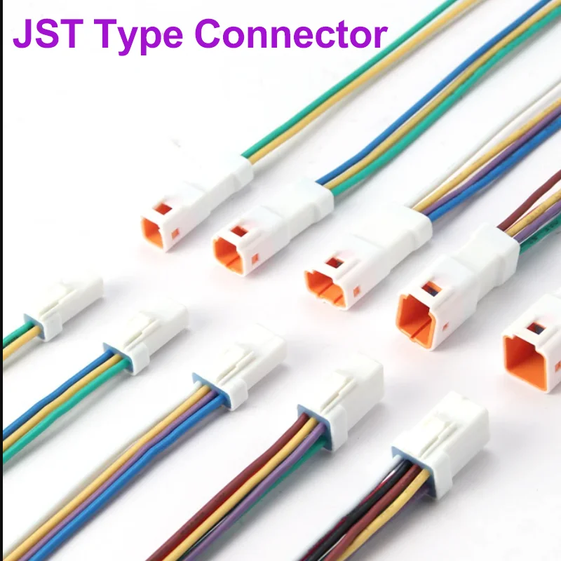 

5/20/100 Sets JST 2 3 4 6 8 Pin Auto Waterproof Electronic Connector with 15cm Wire Harness Butt Plug ST02R/02T-JWPF-VSLE