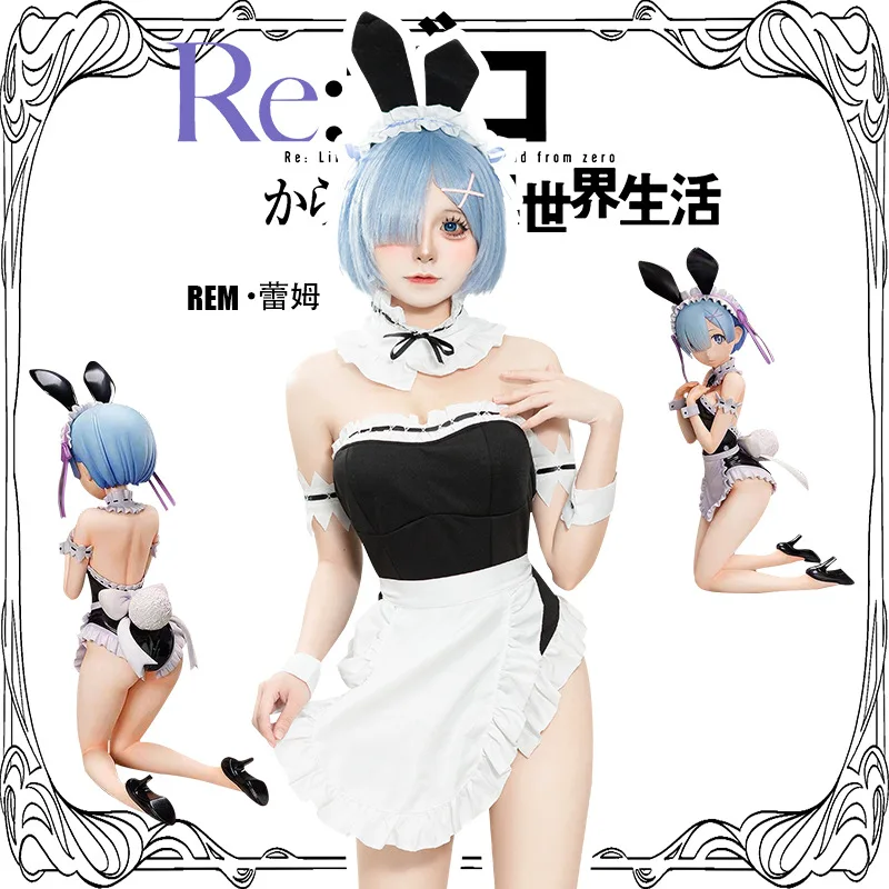 

New Two-dimensional Anime Ram Rem Cosplay Bunny Sexy Uniform Adult Women's Sexy Lingerie