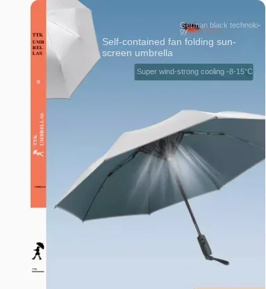 cooling umbrella with a fan folding fan umbrella for men and women, sun protection, wind resistance, and sun blocking umbrellas