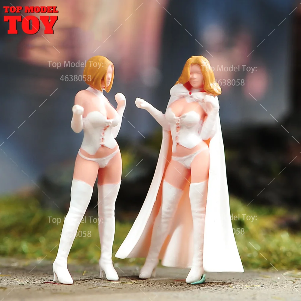 Painted Miniatures 1/64 1/43 1/87 Queen White Cloak Yellow Hair Female Scene Figure Dolls Unpainted Model For Cars Vehicles Toy