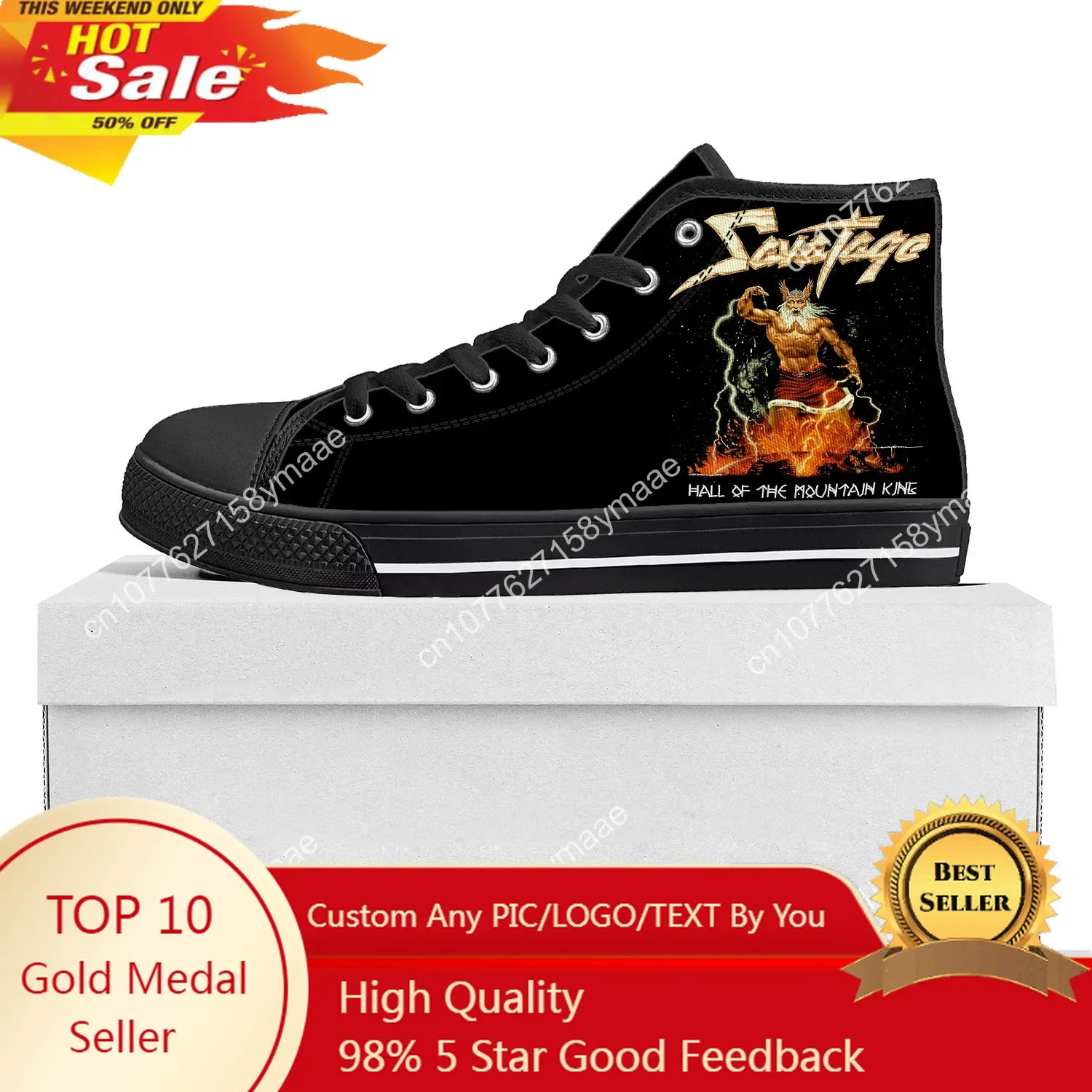 

Savatage Band High Top High Quality Sneakers Mens Womens Teenager Canvas Sneaker Casual Custom Made Shoes Customize Shoe Black