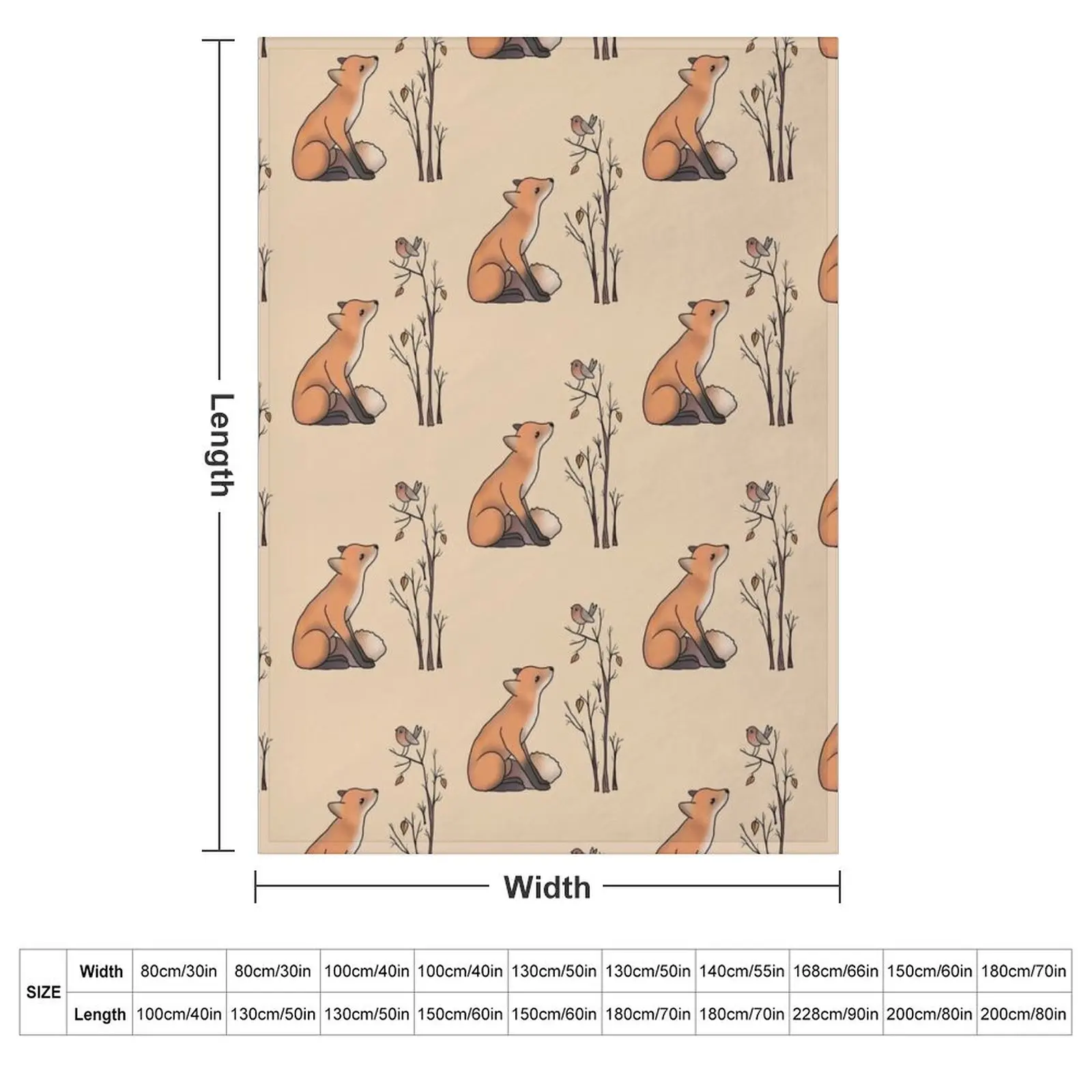 Fox and robin Throw Blanket couch cozy soft plush fuzzy picnic outdoor blanket