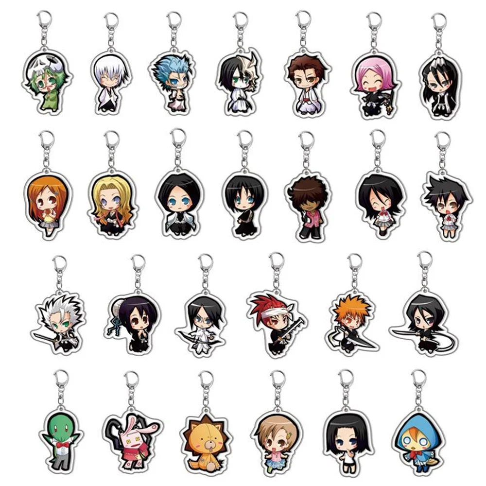 6cm Anime Bleach Acrylic Keychain Fashionable Bag Charming Kurosaki Ichigo Ishida Uryuu Handcuff Cartoon Figurines Keyring Gift