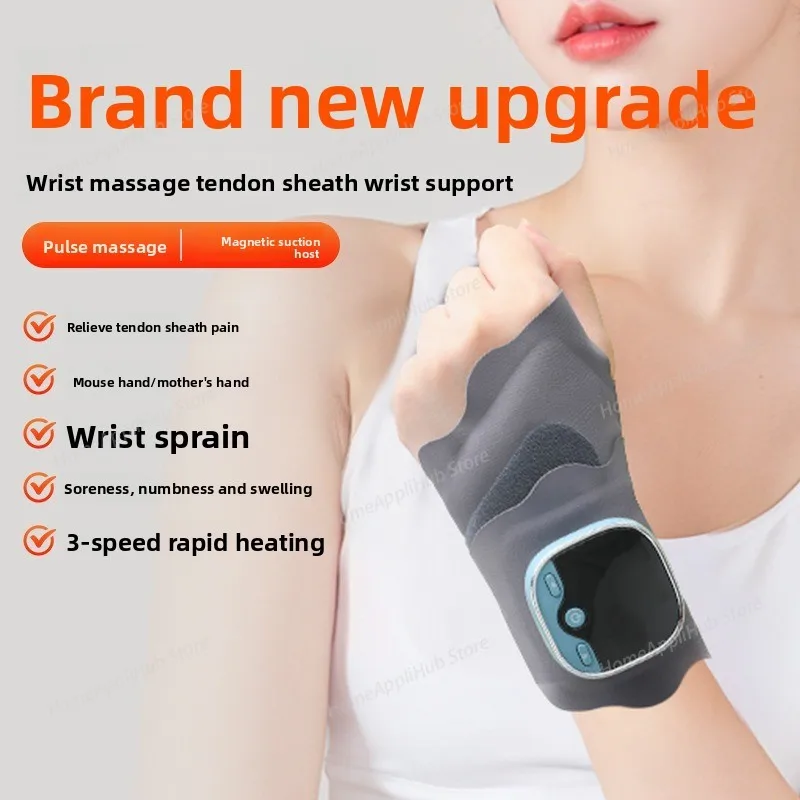 Cordless Hot Compress Wristband for Carpal Tunnel Muscle Fatigue Relief Belt EMS Microcurrent Heating Wrist Guard Hand Massager