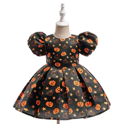 6 9 12 18 24 36 Months Halloween Baby Girls Dress Witchy Witch Pumpkin Spooky Skull Print Party Kids Dress Children's Clothing