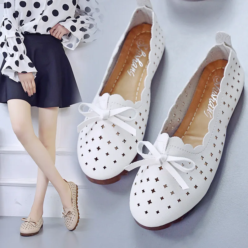 Comemore 2023 Spring Summer New Bowtie White Sneakers Mesh Tennis Female Women Loafers Casual Ballet Nurse Flats Shoes Woman 40