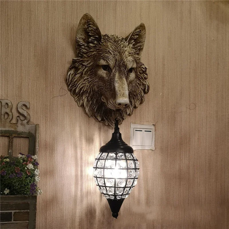 SEAN-Lámpara de noche de lobo moderna, apliques de pared de cristal decorativos creativos Led para el hogar, sala de estar y porche