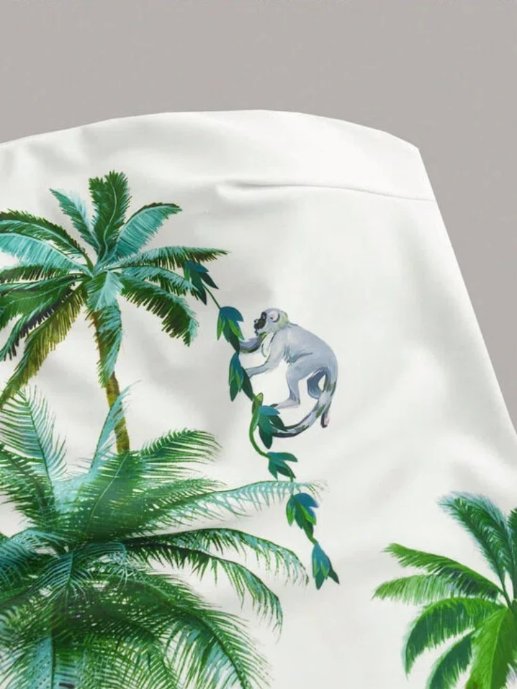 طقم ملابس سباحة قطعة واحدة مطبوع عليه الغابة الاستوائية لعام 2026 مع تنورة ملفوفة بدلة استحمام نسائية وتستر فستان صيفي بدلة سباحة