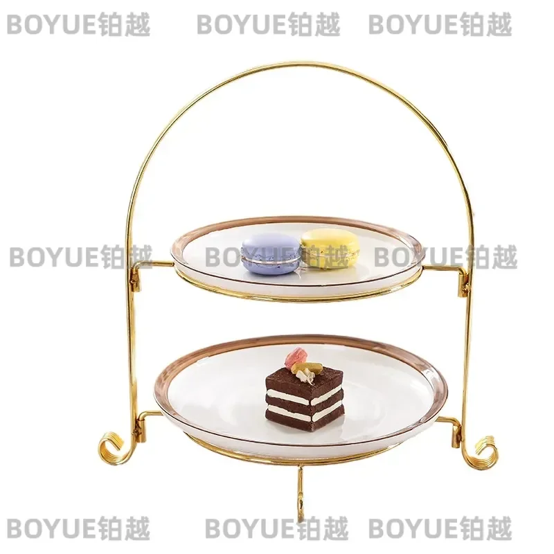 European Style Two Tier Fruit Plate Stand Creative Multi Layer Snack Rack for Cake Pastry Candy Tray Living Room Home Decor