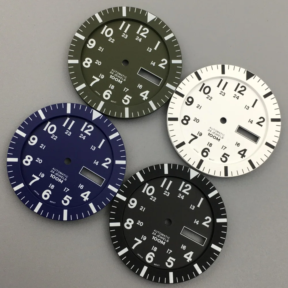 

LARIMOKER 34.3mm Creative Vintage Double Scale White Black Green Blue Matte Watch Dial With Watch Hands for NH36 Movement