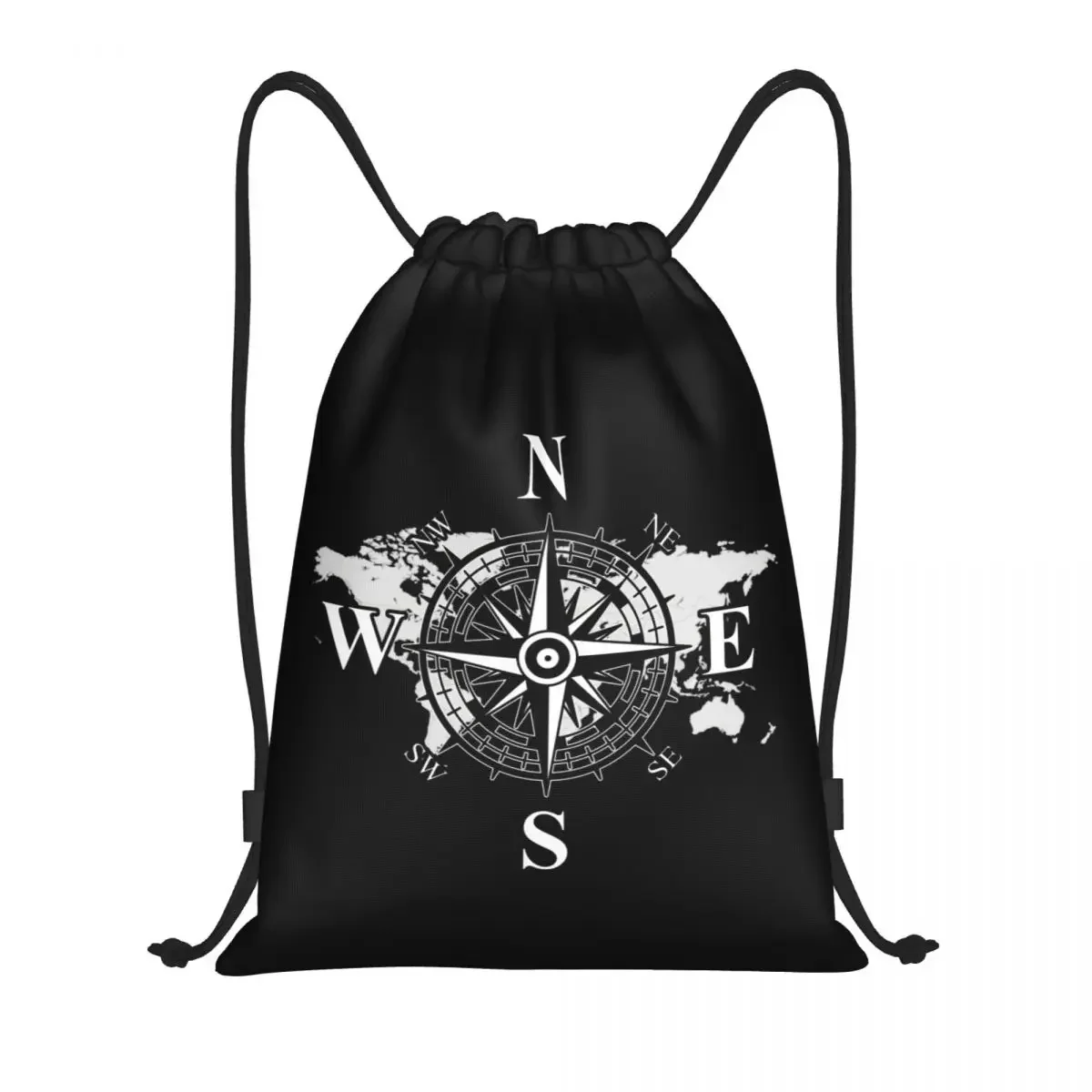 Custom Compass With  Drawstring Backpack Bags  Cardinal Points Of Earth Gym Sports Sackpack Sacks for Training