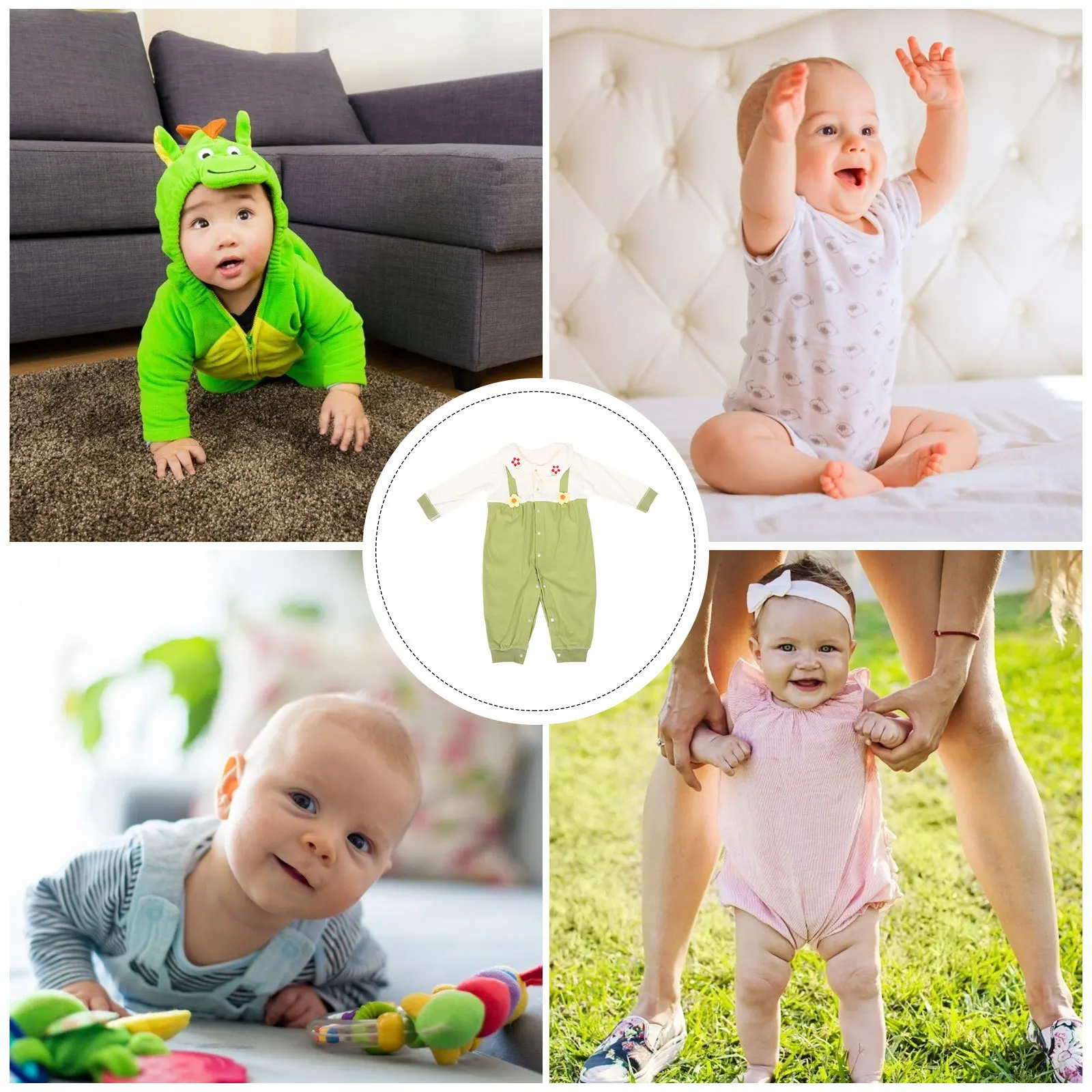 الوليد الطفل طويلة الأكمام القطن ارتداءها خمر طوق تصميم ملابس خاصة نزهة الملابس ربيع الخريف للجنسين رومبير للرضيع #4