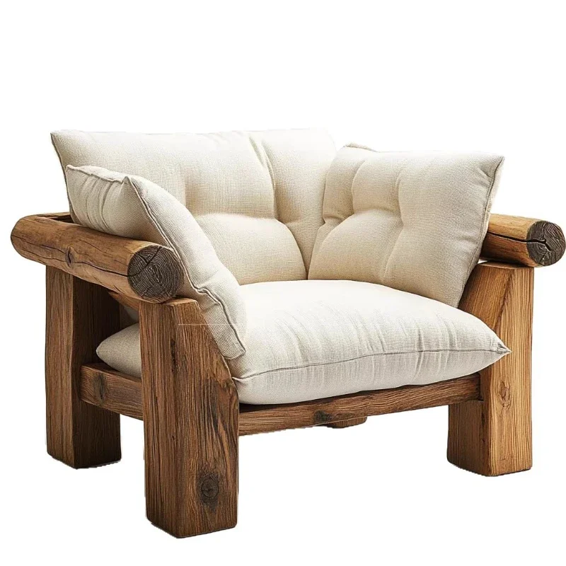 

Solid wood chair living room home log bed and breakfast hotel single old elm sofa