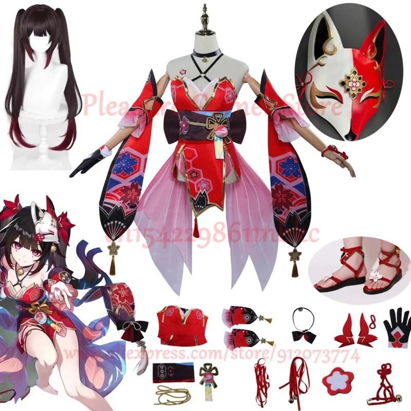 2025 New Honkai Star Rail Full Set Mask Shoes Wig Prop Hanabi Sparkle Cosplay Costume Outfit Unif wat156