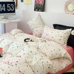 Fashion Duvet Cover Set Korean Ins Style 2024 New Flat Sheet Pillowcase No Filler Kids Adult Bedding Set Twin Queen Bed Linen