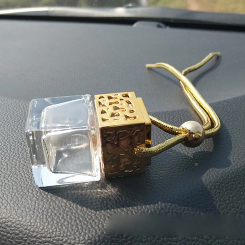 

10Pcs Car Hanging Pendant Creative Square Glass Perfume Bottle Empty Essential Oil Sub-Bottle Premium Glass Gift for Women