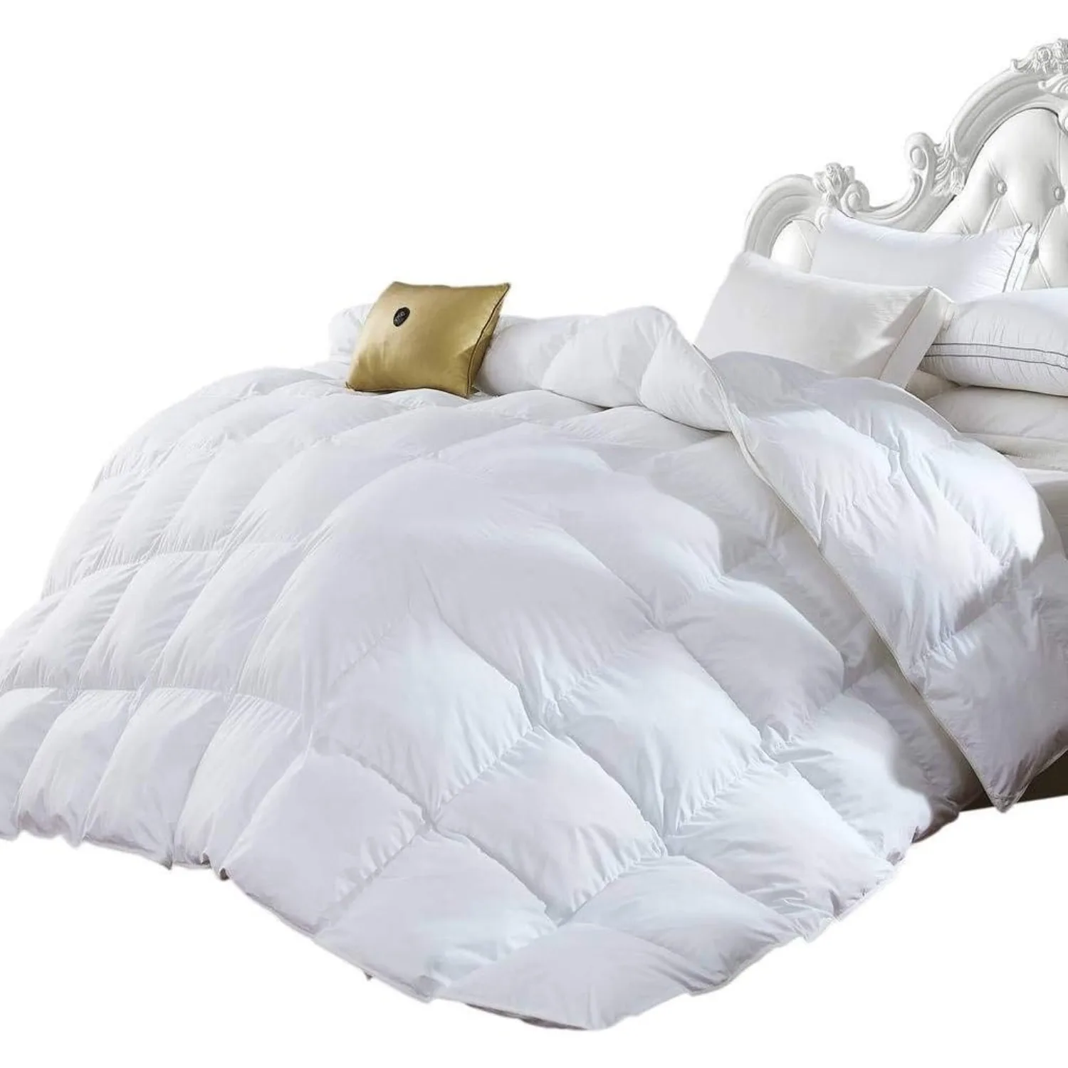 King Size Luxurious 1200 Thread Count Goose Down Alternative Comforter, 100% Egyptian Cotton Cover,