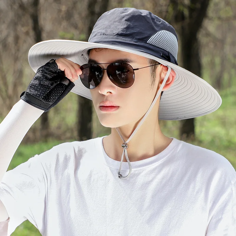 

1pc Men's Bucket Hat Oversized with Shawl Fishing Hat Wide Brim Men's Sun hat For Summer