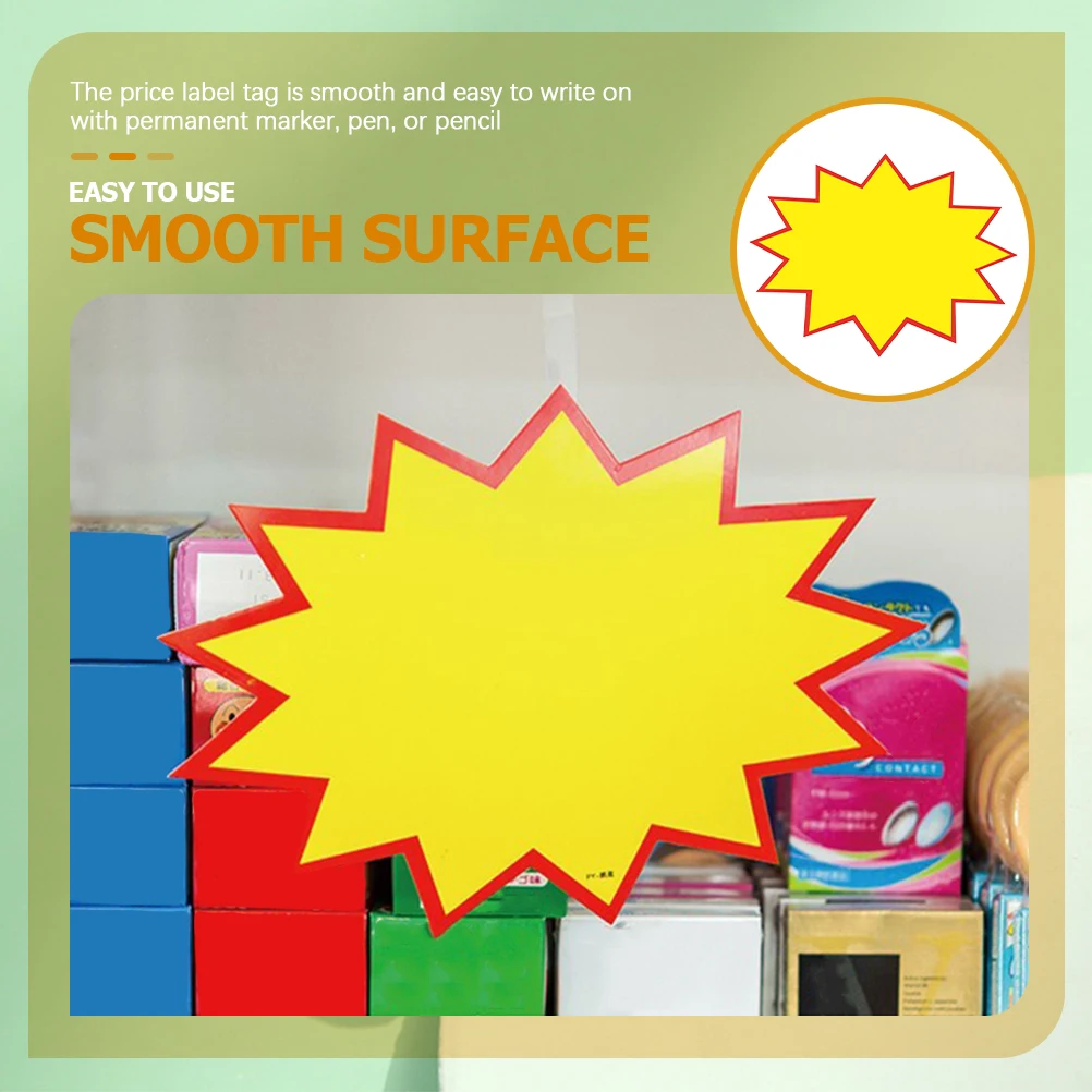 

250 Pcs Tags Price Sale Signs for Retail Commodity Burst Shaped Paper