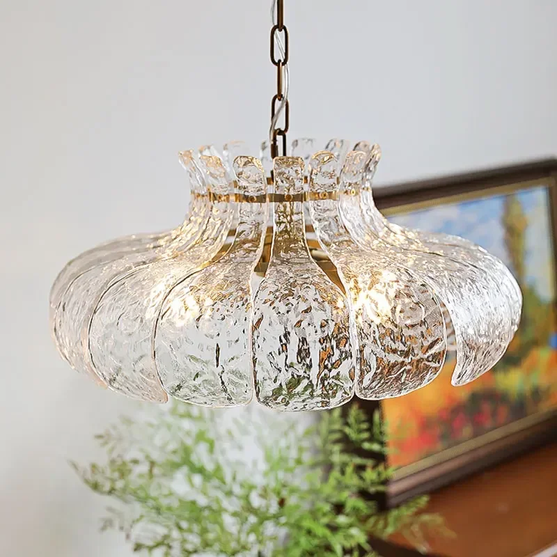 Retro Chandelier Light Transparent Glass Pendant Lamp For Living Room Bedroom Luxury Chanin Hanging Lighting Fixture E14 Lamp