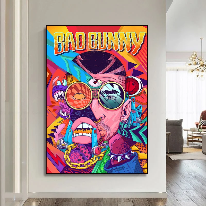 Famous Music Artist Star Bad Bunny Vintage Posters Sticky Decoracion Painting Wall Art White Kraft Paper Nordic Home Decor