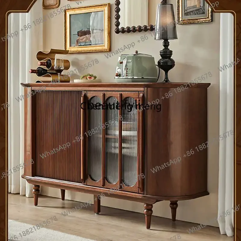 K182ZC182 American Solid Wood Sideboard Retro Living Room Storage Restaurant Wine Cabinet Low Side Cabinet