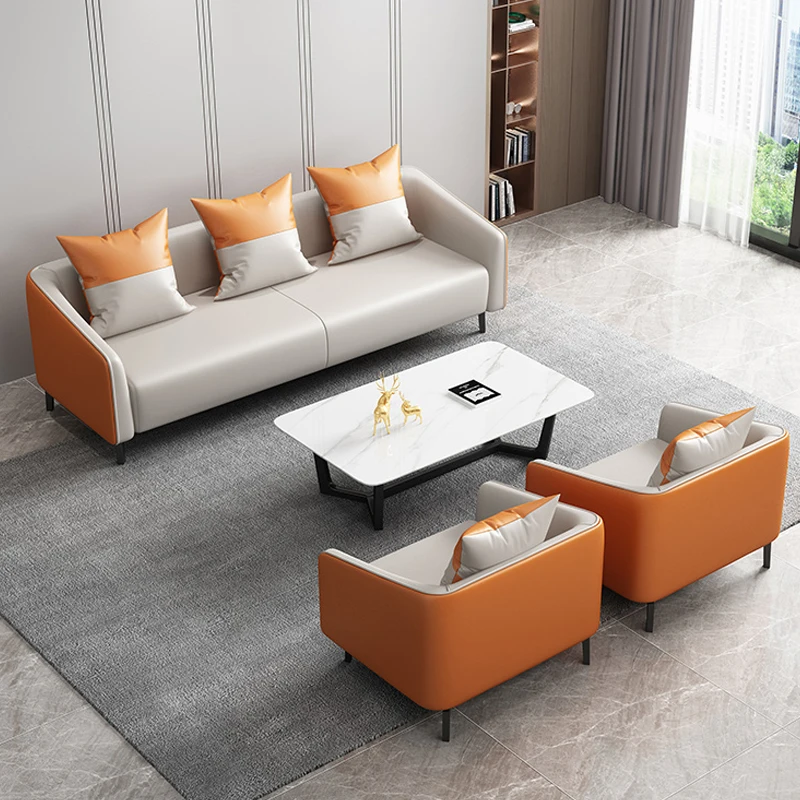 

Office Sofa Coffee Table Combination Reception Room Resting Area Simple Modern Triple Double Small Office Sofa Chair