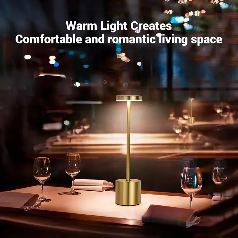 Simple  Rechargeable  Metal Table Lamp Three Colors Bedside Creative Ambient Light  Outdoor Decoration Night Light Si