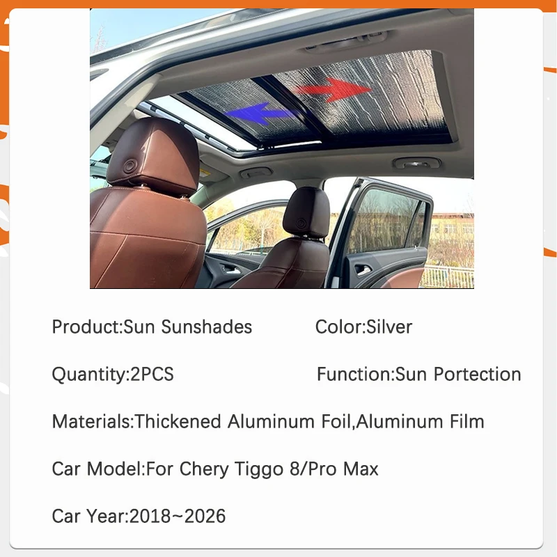 Car Window Sunshade Pads For Fownix Chirey Chery Tiggo 8 Pro Max 2018~2026 Anti-UV Rug Skylight Covers Sun Visor Car Accessories