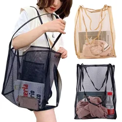 Protable Mesh Bag Large Capacity Reusable Kids Toys Storage Bags Swimming Beach Bag Women Makeup Organizer Shopping Handbag