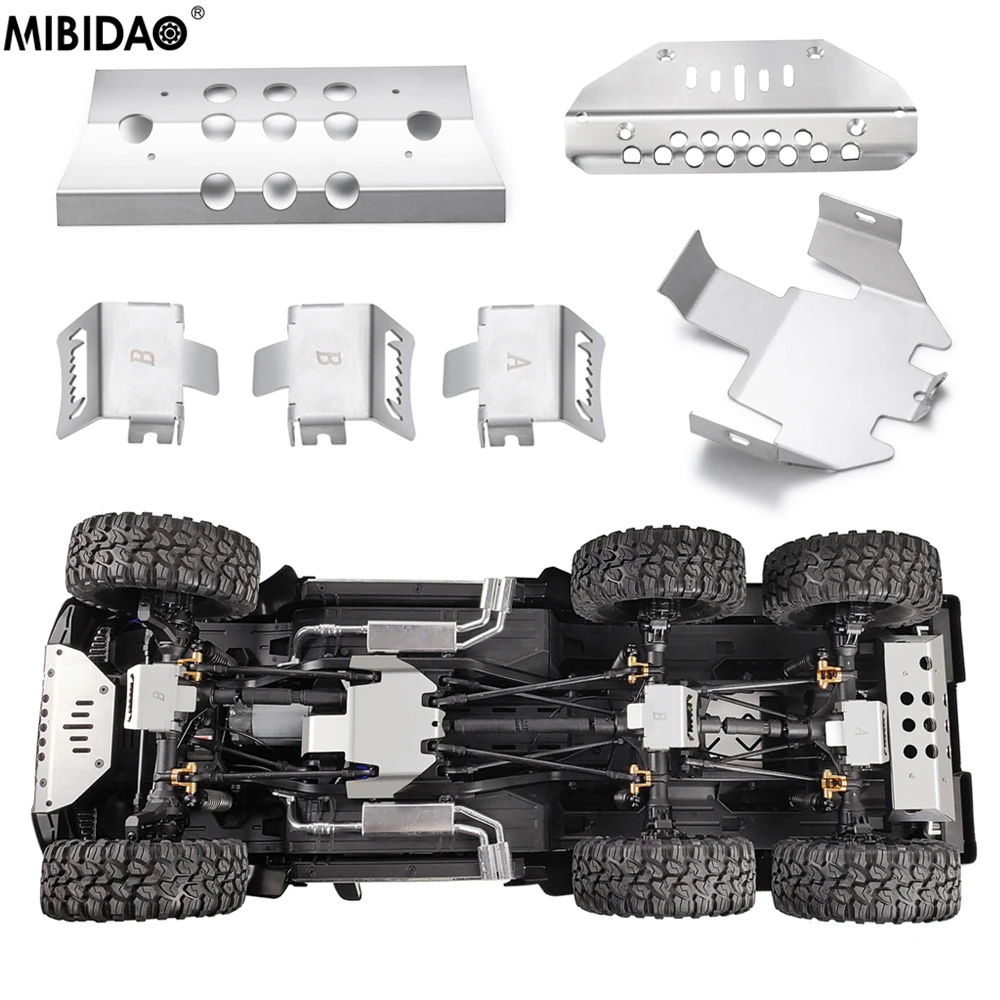 MIBIDAO Stainless Steel Axle Protector Chassis Armor Battery/Bumper Plate For 1/10 TRX-6 TRX6 G63 6X6 RC Crawler Car