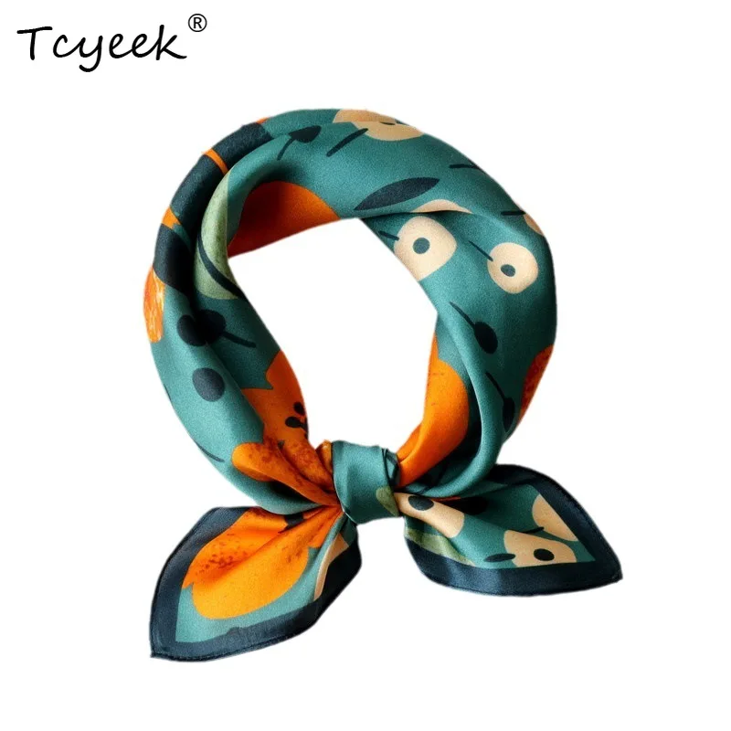 

Tcyeek 100%Mulberry Silk Flower Print Retro Scarf Mom's Gift Oil Painting Fashion Women Kerchief 2024 Spring Autumn A3D916QM