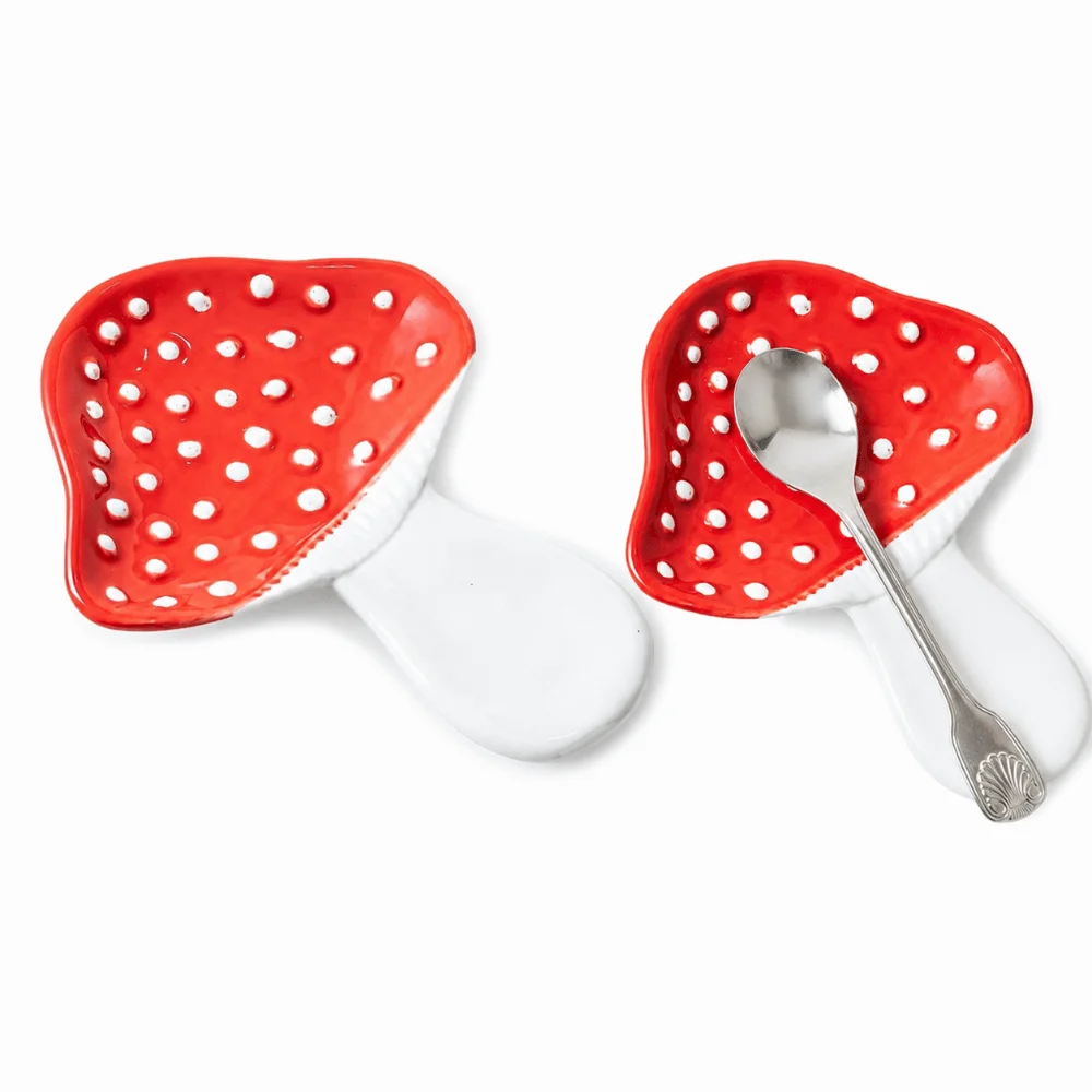 Ceramic Mushroom Spoon Holder Easy To Clean Heat-Resistant Soup Spoon Holder Multi-purpose Chopstick Rest Holder Restaurant Use