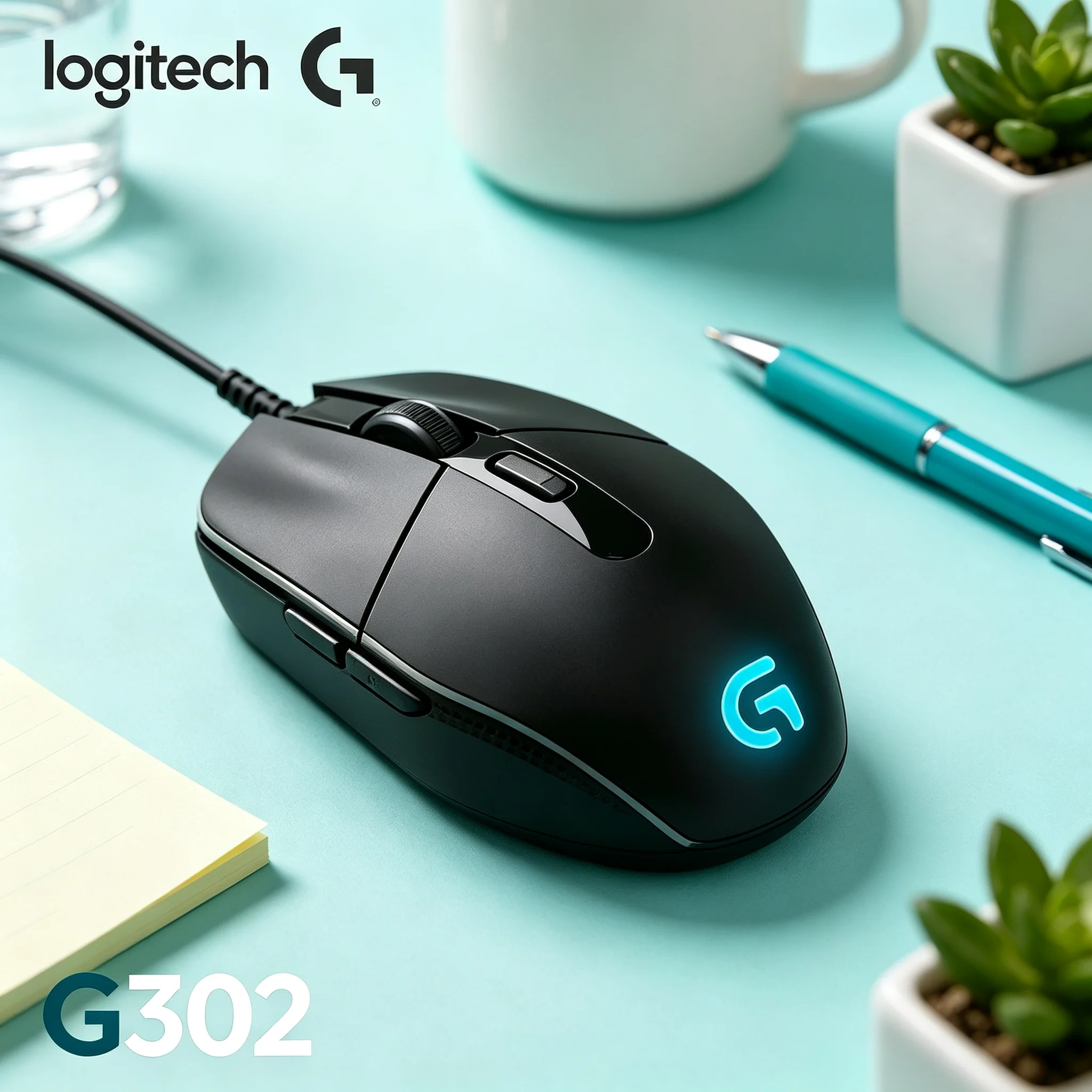 Logitech G302 Gaming Mouse Wired 6 Programmable Macro Buttons RGB Lighting for CS2 Valorant PUBG LOL MOBA FPS PC Laptop